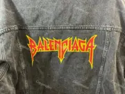 巴黎 BLC 22FW Metallica 水洗單寧 龜裂印花 火焰金屬搖滾樂隊 黑牛仔夾克外套：圖片 8