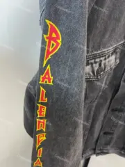 巴黎 BLC 22FW Metallica 水洗單寧 龜裂印花 火焰金屬搖滾樂隊 黑牛仔夾克外套：圖片 9