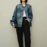 Maison Margiela 22FW 馬吉拉 水洗做舊無領牛仔外套夾克 單寧外套 mm6：圖片 8