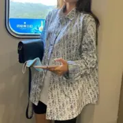 【現貨】D1OR 20FW Oblique 滿版logo 滿印 牛仔襯衫夾克外套 藍色：圖片 5