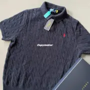 【現貨】Ra1ph Lauren Polo 小馬刺繡 麻花針織老錢風 polo衫短袖T恤 藏青/白色：圖片 10