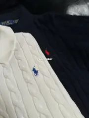 【現貨】Ra1ph Lauren Polo 小馬刺繡 麻花針織老錢風 polo衫短袖T恤 藏青/白色：圖片 14