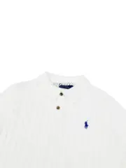 【現貨】Ra1ph Lauren Polo 小馬刺繡 麻花針織老錢風 polo衫短袖T恤 藏青/白色：圖片 22