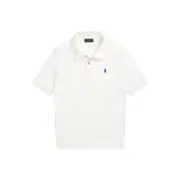 【現貨】Ra1ph Lauren Polo 小馬刺繡 麻花針織老錢風 polo衫短袖T恤 藏青/白色：圖片 4