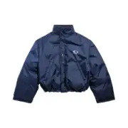 巴黎 BLC 24FW 雙面穿 刺繡小logo 別針 類羽絨棉服夾克外套 黑色/深藍色：圖片 5