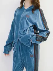 Needles 23AW R.C Track Jacket 蝴蝶刺繡 絲絨復古織帶 外套夾克 孔雀藍：圖片 3