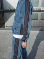 Needles 23AW R.C Track Jacket 蝴蝶刺繡 絲絨復古織帶 外套夾克 孔雀藍：圖片 4