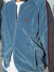 Needles 23AW R.C Track Jacket 蝴蝶刺繡 絲絨復古織帶 外套夾克 孔雀藍：圖片 5