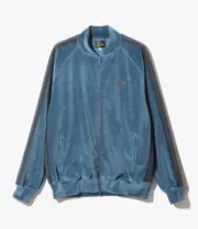 Needles 23AW R.C Track Jacket 蝴蝶刺繡 絲絨復古織帶 外套夾克 孔雀藍：圖片 6