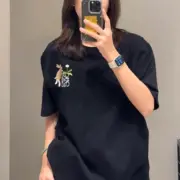 【現貨】【全套包裝】LOWE x Suna Fujita 25SS 聯名 兔子月兔刺繡logo 短袖T恤 黑色：圖片 5