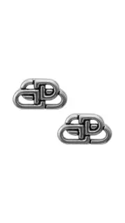 【現貨】【全套包裝】巴黎 BLC 雙B鎖扣BB字母 經典款 帶鑽 鈦鋼 耳環耳釘：圖片 3