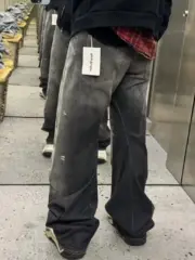 【預售】Acne Studios 25SS 彎刀 水洗潑墨黑灰 2006F 闊腿牛仔褲寬版工裝褲：圖片 2