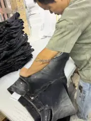 【預售】Acne Studios 25SS 彎刀 水洗潑墨黑灰 2006F 闊腿牛仔褲寬版工裝褲：圖片 6