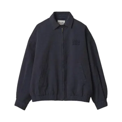 【現貨】M1U M1U 24FW 繆繆 字母貼布刺繡 水洗拉鍊夾克外套 內裏絲光棉 廓形