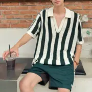 【預售】CLOT x AD originals 25SS Pique Polo 條紋拼色針織毛巾短袖T恤Polo衫：圖片 5