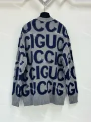 GUC 23FW 經典大字母嵌花 純羊毛 針織衫毛衣外套開衫：圖片 4
