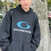 【現貨】巴黎 BLC 24SS Loop Sports Icon 循環運動 新款 帽T連帽衛衣帽衫 黑色 廓形剪裁：圖片 6