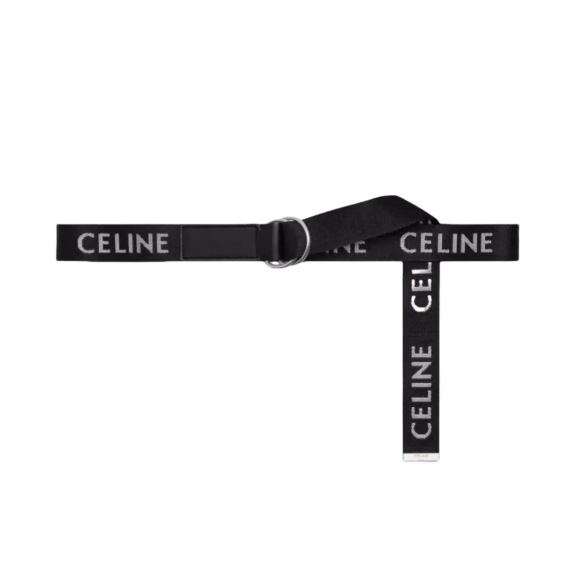 【過驗】CELIN 經典字母logo 牛皮 編織帆布腰帶皮帶 110CM