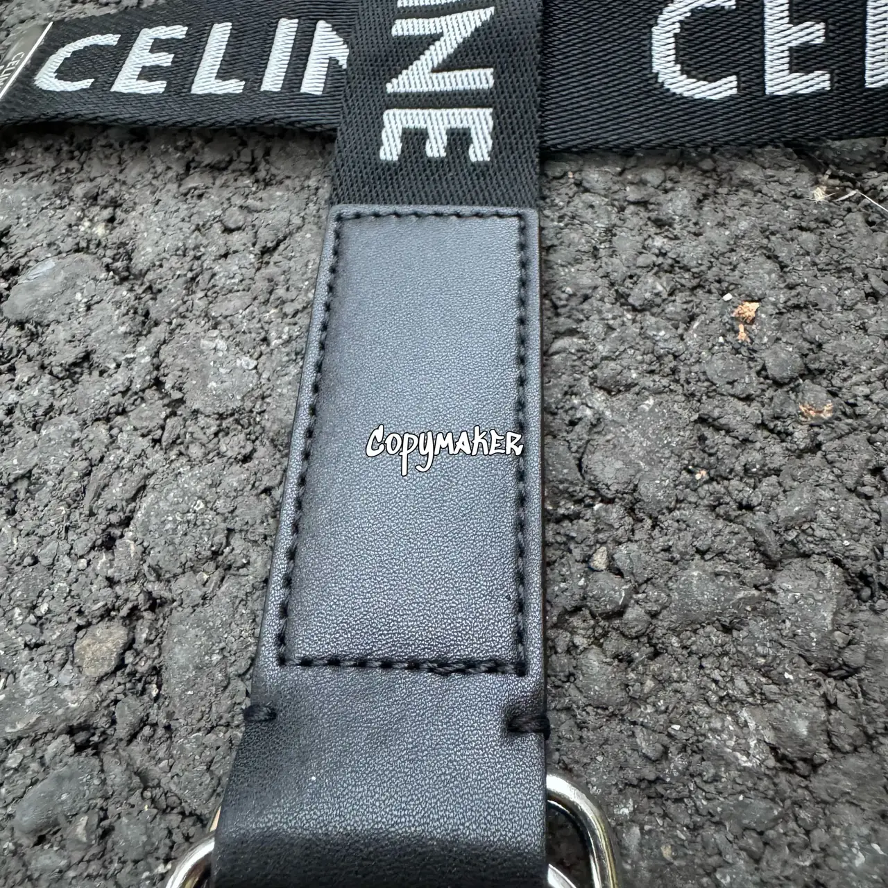 【過驗】CELIN 經典字母logo 牛皮 編織帆布腰帶皮帶 110CM