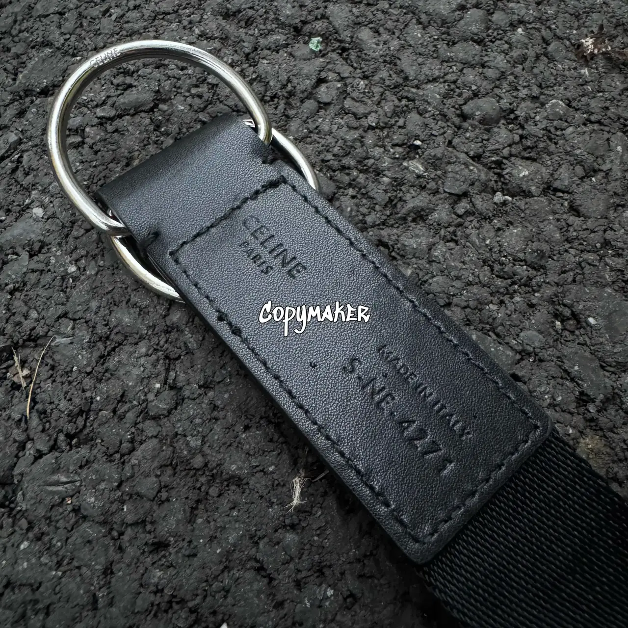 【過驗】CELIN 經典字母logo 牛皮 編織帆布腰帶皮帶 110CM