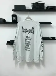 巴黎 BLC 24FW 歌德字母開裂印花 水洗破壞 長袖T恤衛衣大學T 冷白色：圖片 12