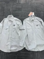 【過驗】M1U M1U 24SS 繆繆 貼布刺繡字母logo 條紋簡約長袖襯衫薄夾克 石灰岩色：圖片 16
