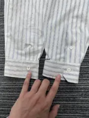 【過驗】M1U M1U 24SS 繆繆 貼布刺繡字母logo 條紋簡約長袖襯衫薄夾克 石灰岩色：圖片 19