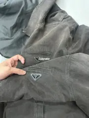 【預售】【原廠面料】PRA 24FW 棕色復古水洗褪色牛仔重磅3M棉服外套 HH原廠三角牌 短寬版型：圖片 5