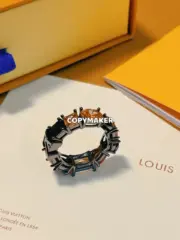 1V LIGHT RING 秀款 黑水晶 字母logo 黑色五彩寶石戒指 黑魂 合金鋯石：圖片 2