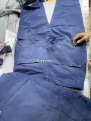 【預售】【雙11新品】PRA 25SS 素色簡約 皮質三角標 帆布伐木褲工裝褲長褲 霧藍：圖片 4