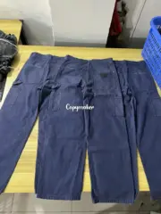 【預售】【雙11新品】PRA 25SS 素色簡約 皮質三角標 帆布伐木褲工裝褲長褲 霧藍：圖片 5