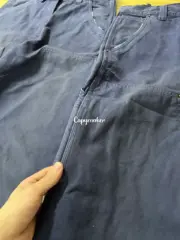 【預售】【雙11新品】PRA 25SS 素色簡約 皮質三角標 帆布伐木褲工裝褲長褲 霧藍：圖片 7