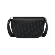 D1OR Oblique Mini Saddle  經典老花緹花 刺繡帆布拼荔枝紋牛皮 馬鞍包小包側背包：圖片 4