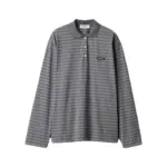 【現貨】M1U M1U 25FW 繆繆 刺繡小標logo 條紋 Polo衫長袖T恤 灰色