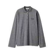 【現貨】M1U M1U 25FW 繆繆 刺繡小標logo 條紋 Polo衫長袖T恤 灰色