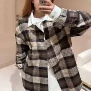 【預售】【雙11新品】1V 26SS 老花格紋拼色法蘭絨 襯衫夾克polo衫：圖片 5