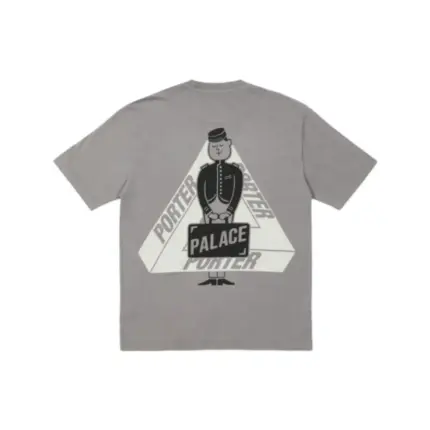 PALACE x PORTER 23FW 聯名 正面小ogo背後大印花 短袖T恤 深灰色