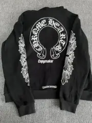 【現貨】Chrome Hearts 經典款 馬蹄梵文字母 拉鍊衛衣夾克連帽外套 黑色：圖片 5