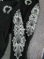 【現貨】Chrome Hearts 經典款 馬蹄梵文字母 拉鍊衛衣夾克連帽外套 黑色：圖片 6