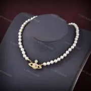 【現貨】Viv1enne Westwood mini bas relief choker 帶鑽星球浮雕 珍珠項鍊頸鍊：圖片 7