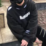 巴黎 BLC 21SS Destroyed 刀割做舊破壞 開裂字母 連帽衛衣帽T帽衫：圖片 5