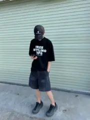 巴黎 BLC 23SS 秀款 水洗做舊 褪色破壞 Cargo多口袋短褲 工裝褲 休閒褲 五分褲：圖片 28