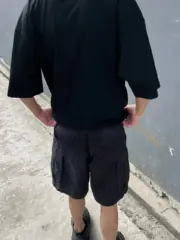 巴黎 BLC 23SS 秀款 水洗做舊 褪色破壞 Cargo多口袋短褲 工裝褲 休閒褲 五分褲：圖片 30