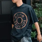 【現貨】Acne Studios 24FW 水洗做舊破壞 大logo 純棉短袖T恤 黑灰色：圖片 4