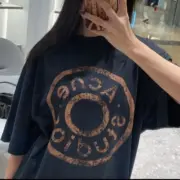 【現貨】Acne Studios 24FW 水洗做舊破壞 大logo 純棉短袖T恤 黑灰色：圖片 5