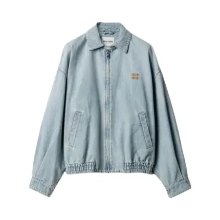 【預售】【雙11福利】M1U M1U 25FW 繆繆 Automne系列 字母貼布刺繡 拉鍊夾克牛仔外套