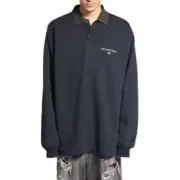 【預售】巴黎 BLC 25SS logo刺繡 拼接格紋素色簡約 Polo衫 長袖T恤：圖片 4