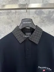 【預售】巴黎 BLC 25SS logo刺繡 拼接格紋素色簡約 Polo衫 長袖T恤：圖片 11