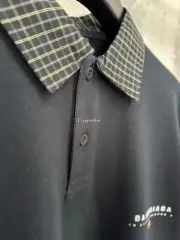 【預售】巴黎 BLC 25SS logo刺繡 拼接格紋素色簡約 Polo衫 長袖T恤：圖片 12