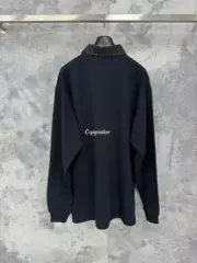 【預售】巴黎 BLC 25SS logo刺繡 拼接格紋素色簡約 Polo衫 長袖T恤：圖片 14